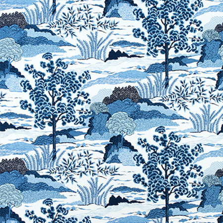 F985044 DAINTREE Blue,White Thibaut Fabric