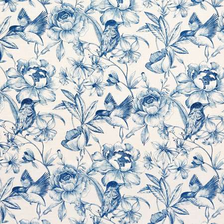 HIDDEN BIRD Indigo Carole Fabric