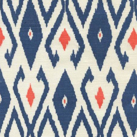 8080-100 LOCKAN Navy Orange on Tint Quadrille Fabric