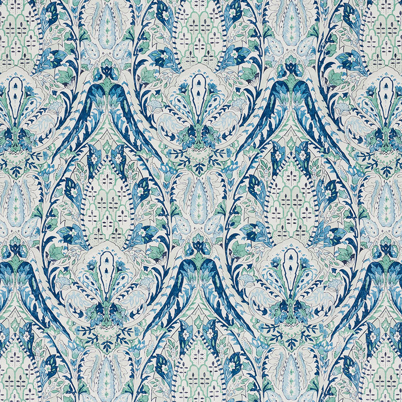 177671 LAYLA PAISLEY Blue Green Schumacher Fabric