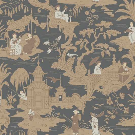 100/8040-CS CHINESE TOILE Charcoal Cole & Son Wallpaper