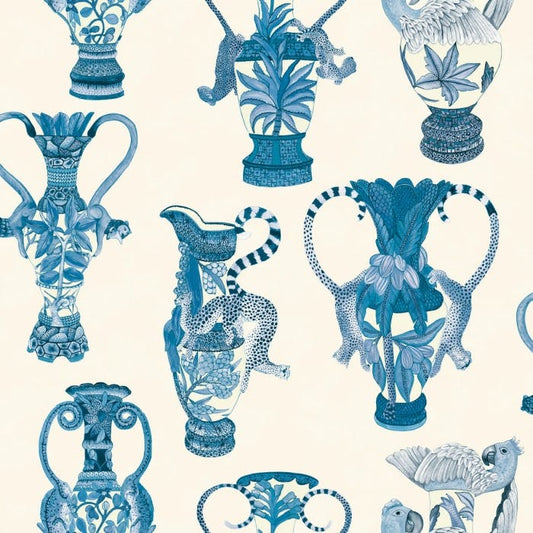 109/12059-CS KHULU VASES Blue White Cole & Son Wallpaper