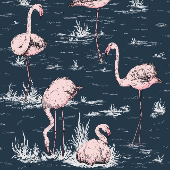 112/11041-CS FLAMINGOS Ink Plaster Pink Cole & Son Wallpaper