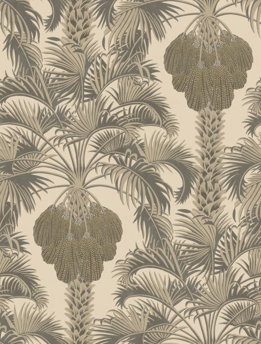 113/1003-CS HOLLYWOOD PALM Silver Charcoal Cole & Son Wallpaper