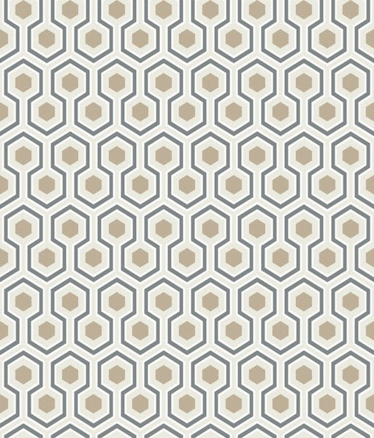 95/3016-CS HICKS HEXAGON Gilver Wt Bk Cole & Son Wallpaper