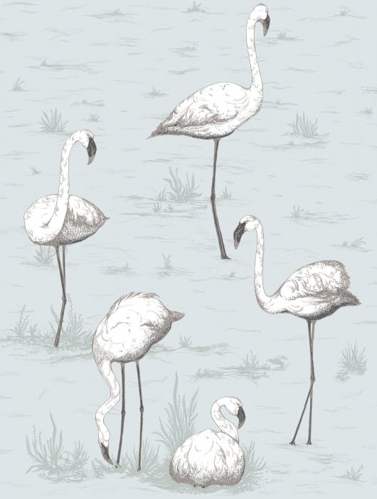 95/8047-CS FLAMINGOS Charcoal Aqua Cole & Son Wallpaper