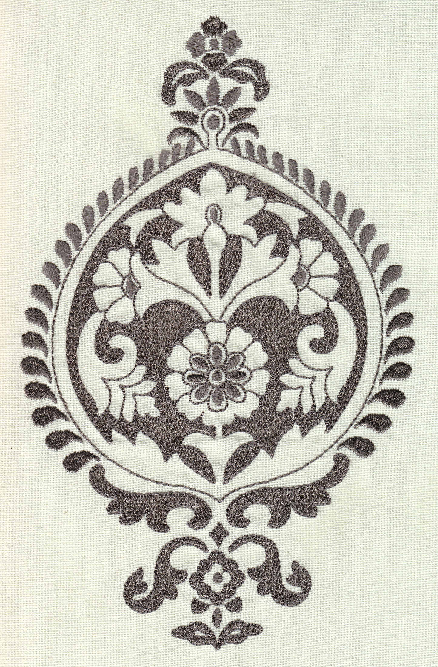020080T-03E Akra Embroidery Grey Light Grey Quadrille Fabric