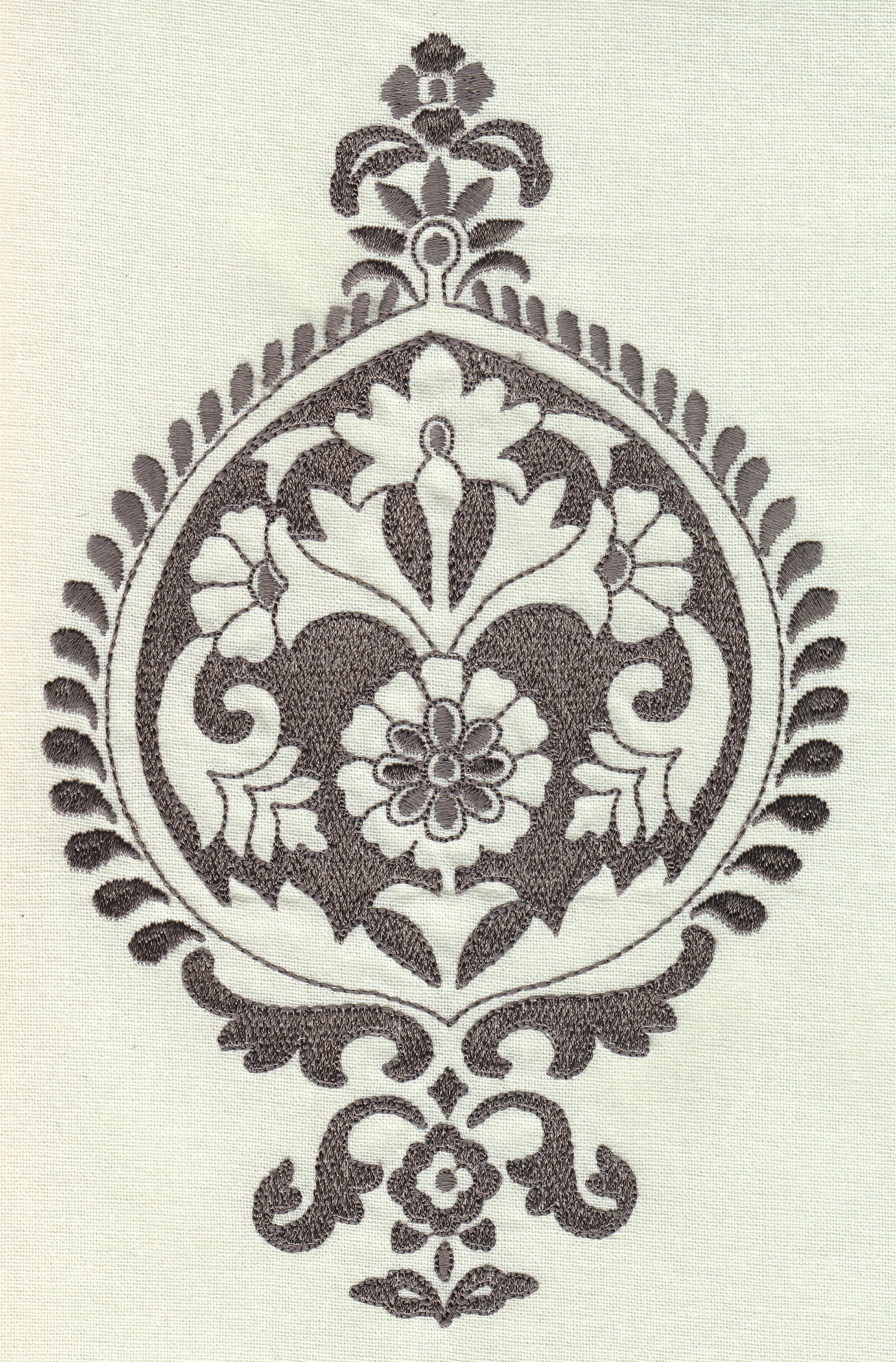 020080T-03E Akra Embroidery Grey Light Grey Quadrille Fabric