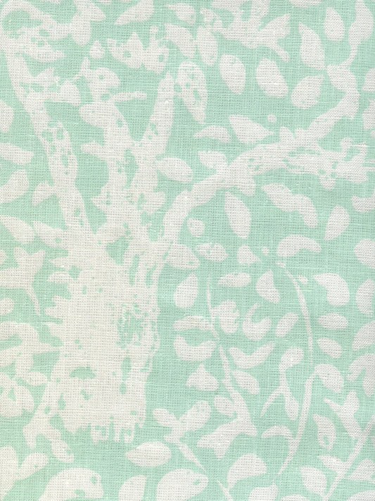 2035N-28W ARBRE DE MATISSE REVERSE Soft Aqua on White Linen Quadrille Fabric