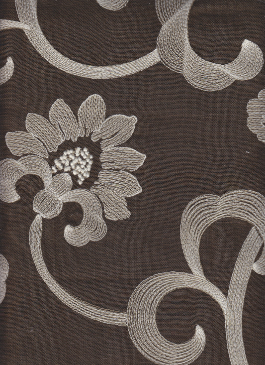020090T-01E Diamond Embroidery White Taupe Gray Quadrille Fabric
