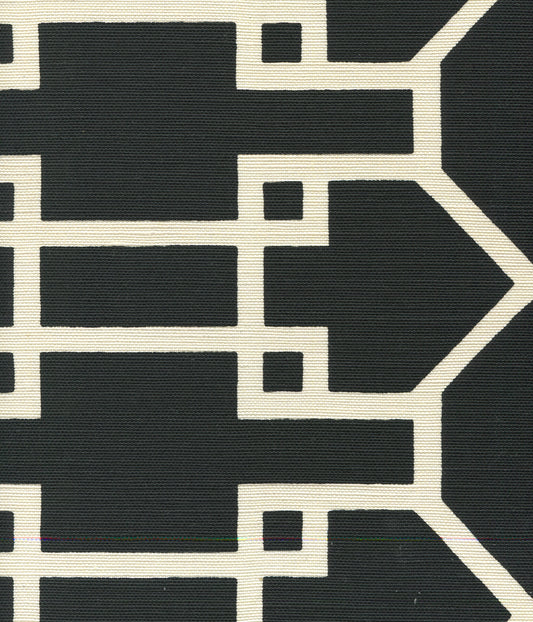 300430F Brighton Reverse Black on Tint Quadrille Fabric