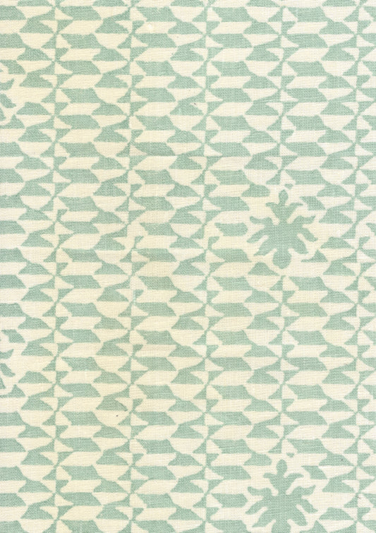 302239F CARLO II Teal on Curtain Weight Quadrille Fabric