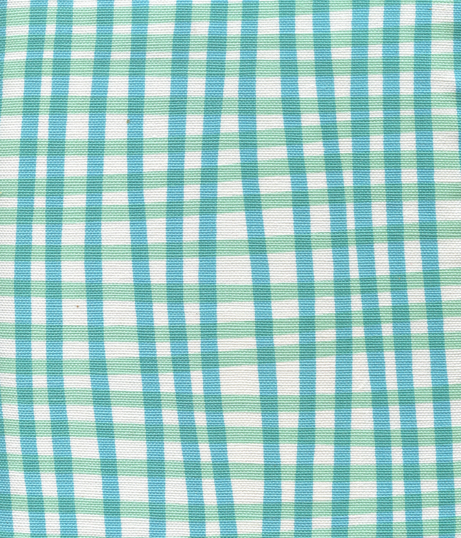 AC105-3WLC COUNTRY CHECK Turquoise Aqua on White Quadrille Fabric