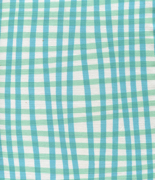 AC105-3WLC COUNTRY CHECK Turquoise Aqua on White Quadrille Fabric