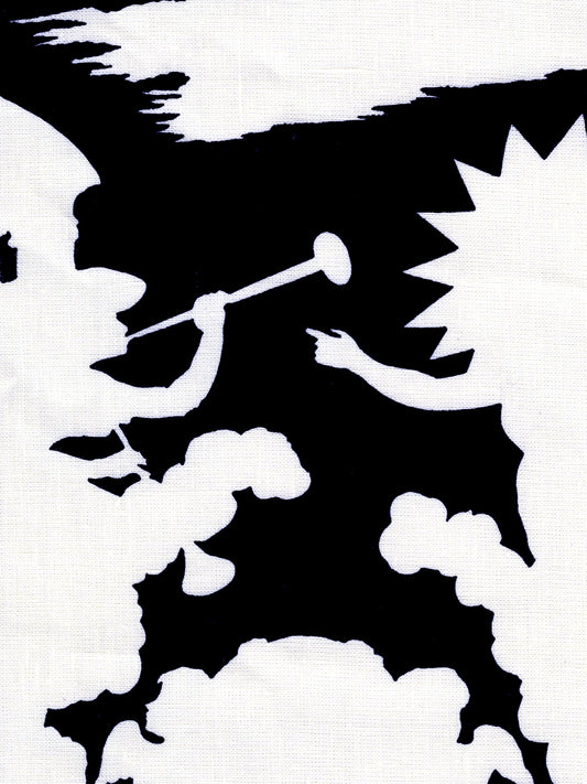 302727F-CU INDEPENDENCE BACKGROUND Black on Tint Quadrille Fabric