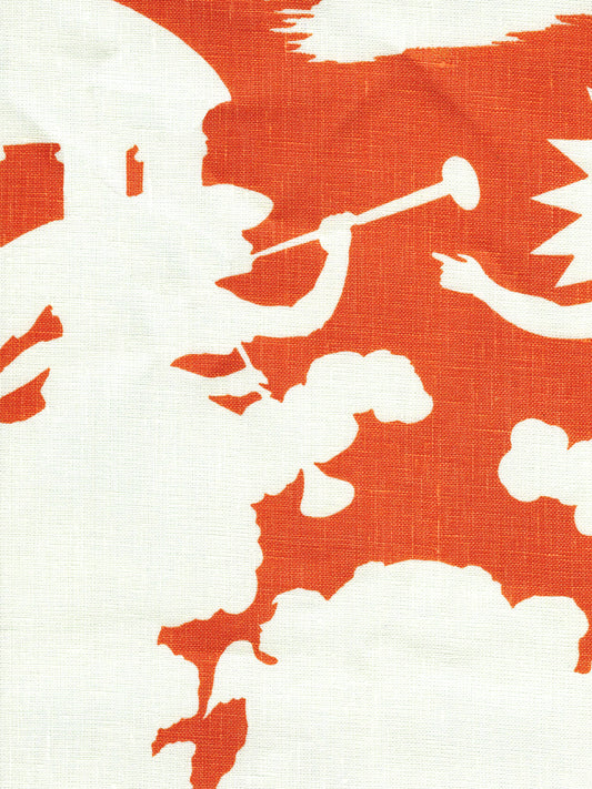 302724F-CU INDEPENDENCE BACKGROUND Orange on Tint Quadrille Fabric