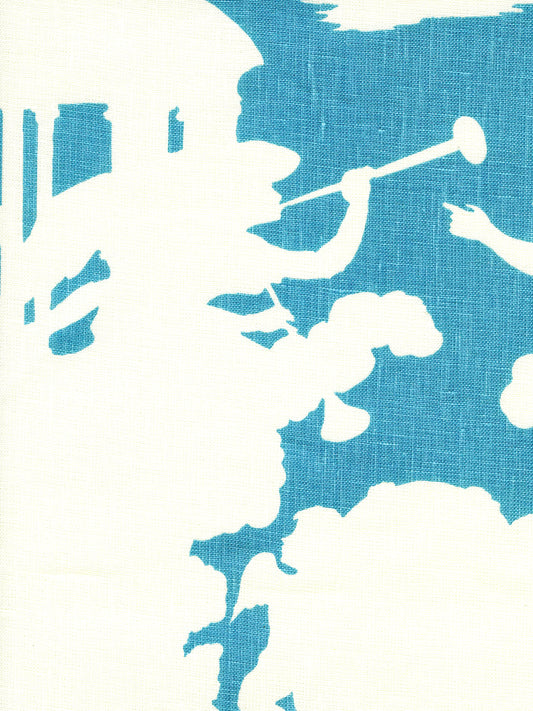 302726F-CU INDEPENDENCE BACKGROUND Turquoise on Tint Quadrille Fabric