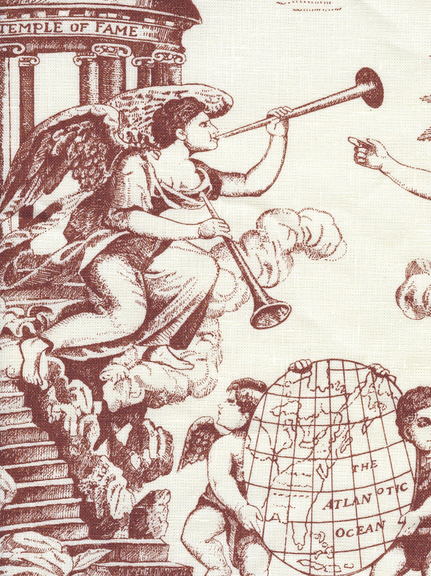 302716F-CU INDEPENDENCE ENGRAVING Siena on Tinted Linen Quadrille Fabric