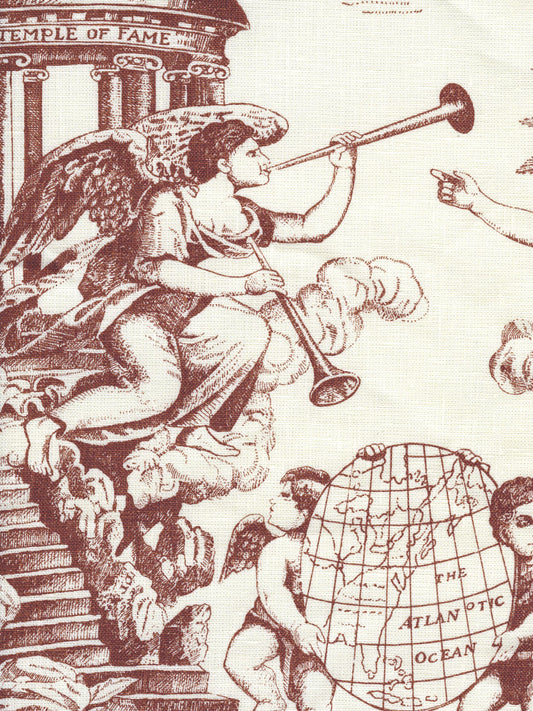 302716F-CU INDEPENDENCE ENGRAVING Siena on Tinted Linen Quadrille Fabric