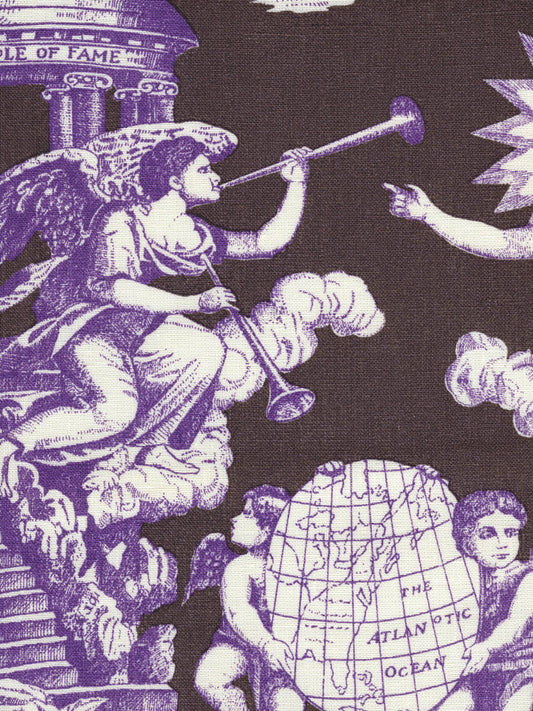 302287F-CU INDEPENDENCE TOILE Purple Brown on Linen Quadrille Fabric
