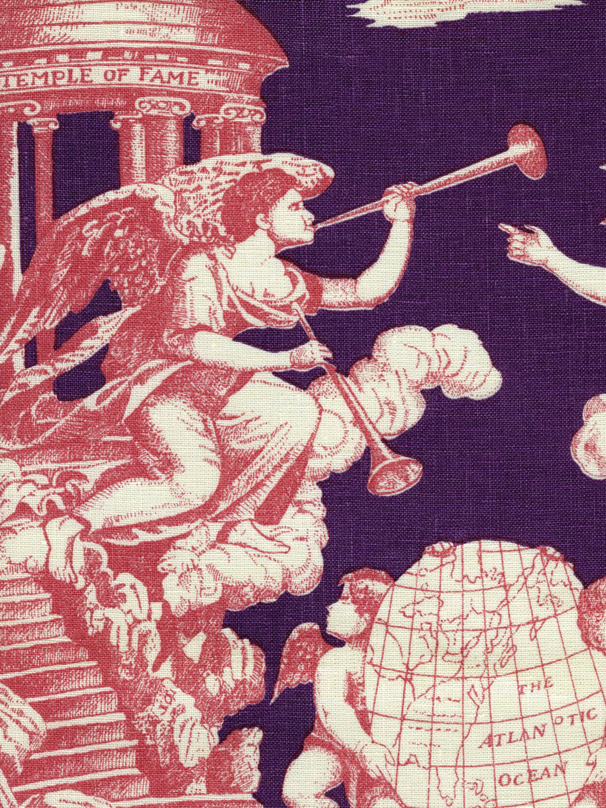 302284F-CU INDEPENDENCE TOILE Rose Purple on Linen Quadrille Fabric