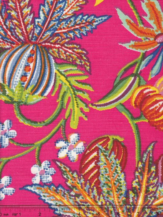 301592F Jacaranda Multi on Magenta Quadrille Fabric