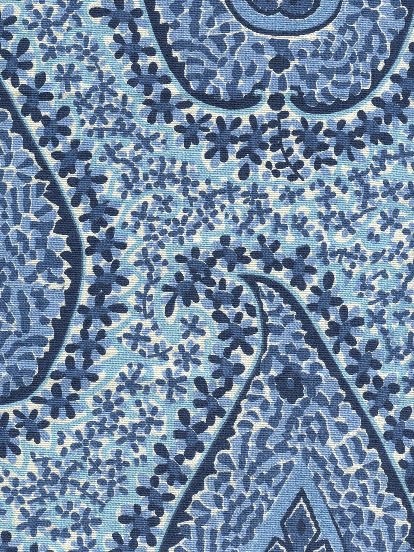 010612T Katmandu II Sky Cream Navy Quadrille Fabric