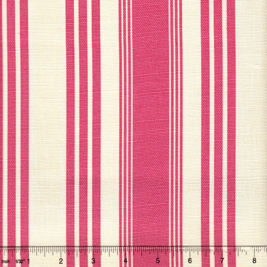 302743F Lane Stripe Pink on Tint Quadrille Fabric