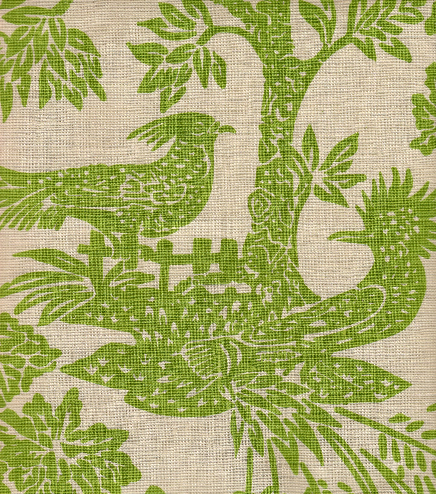302450T-03 Magic Garden Green on Tan Quadrille Fabric
