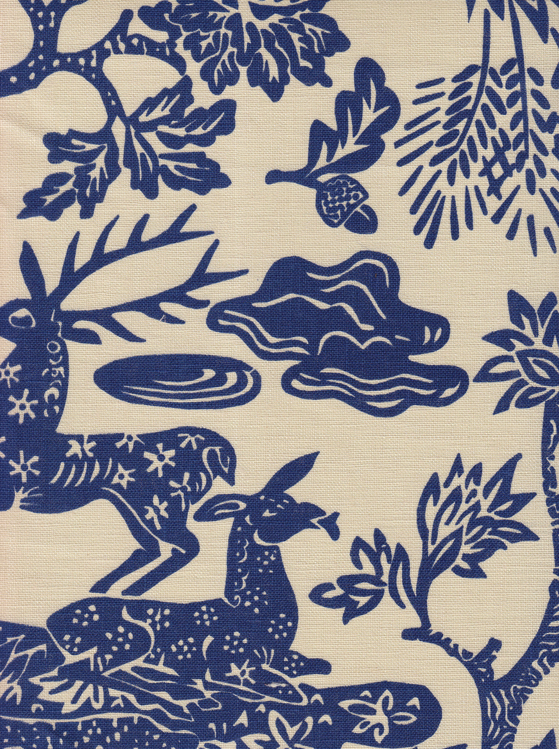 302450T-06 Magic Garden Navy on Tan Quadrille Fabric