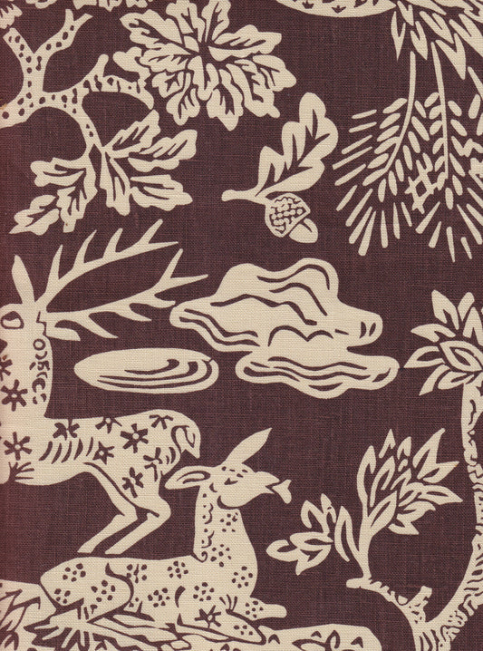 302455T-07 Magic Garden Reverse Brown on Tan Quadrille Fabric