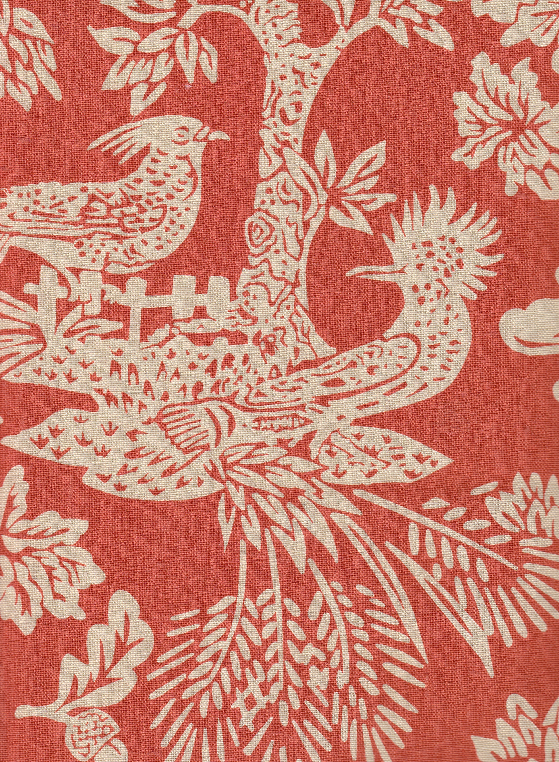 302455T-04 Magic Garden Reverse Burnt Orange on Tan Quadrille Fabric