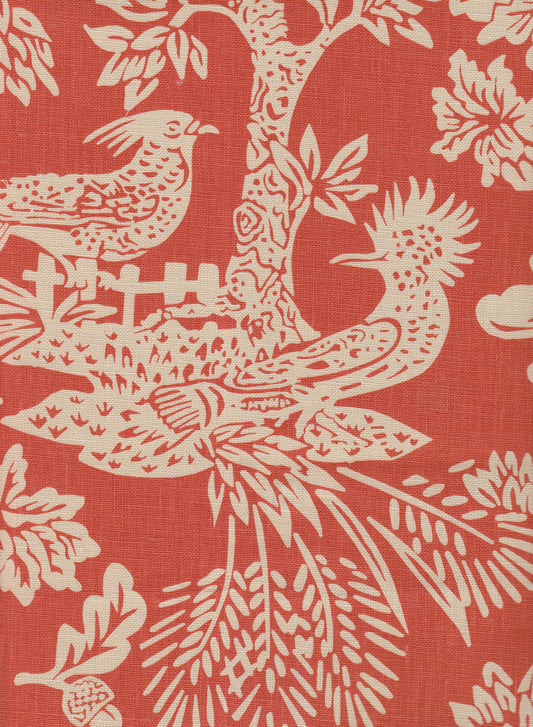 302455T-04 Magic Garden Reverse Burnt Orange on Tan Quadrille Fabric