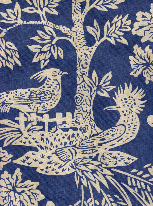 302455T-06 Magic Garden Reverse Navy on Tan Quadrille Fabric