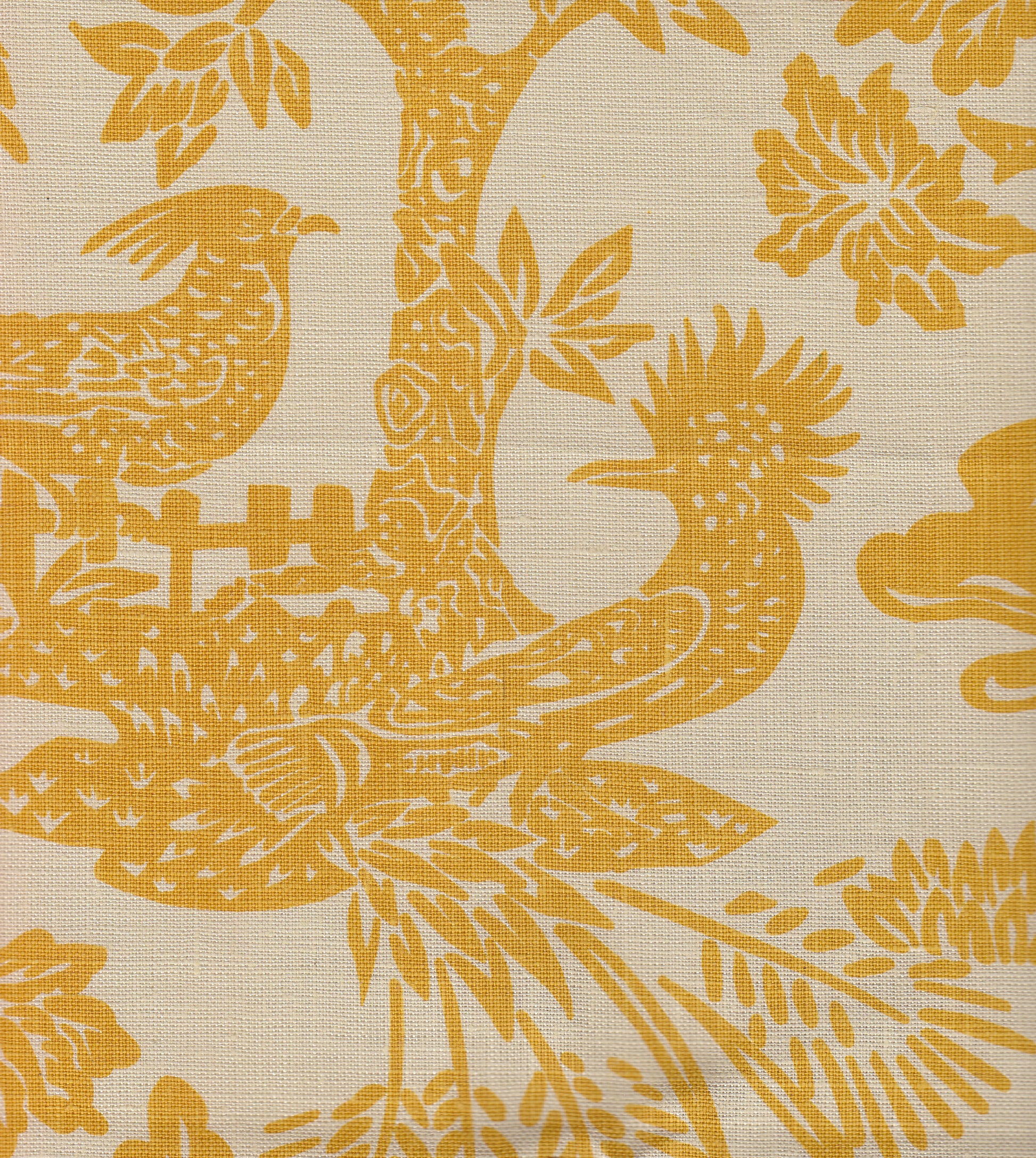 302450T-02 Magic Garden Yellow on Tan Quadrille Fabric