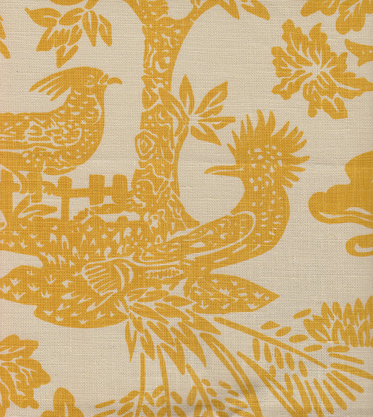 302450T-02 Magic Garden Yellow on Tan Quadrille Fabric