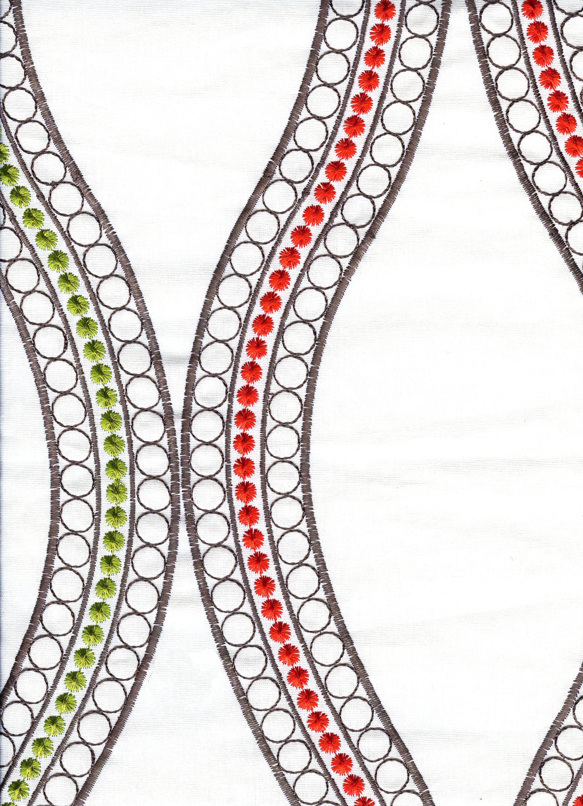 020110T-E Le Cirque Embroidery Yellow Orange Red Green  Quadrille Fabric