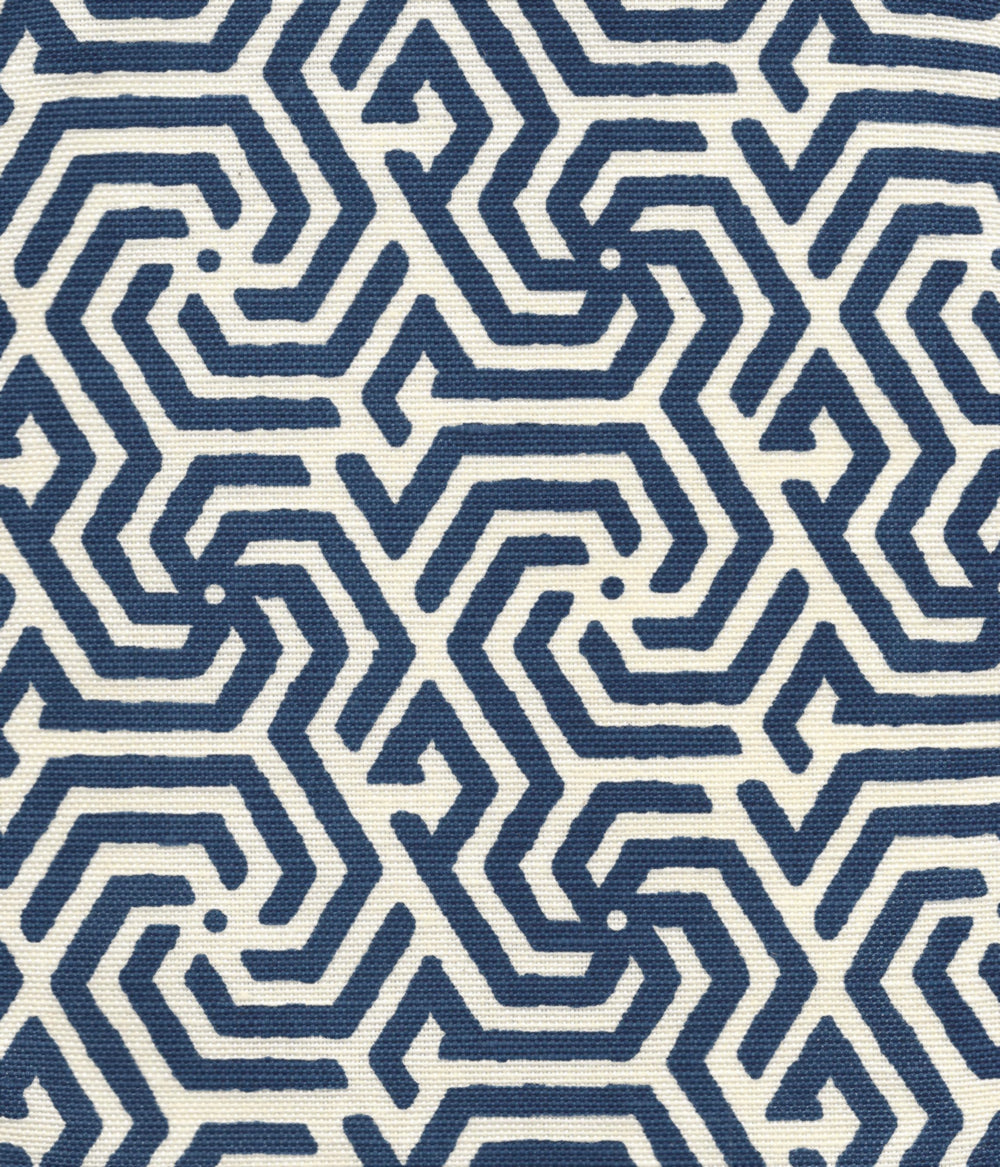 2525R-09 MAZE REVERSE ONE COLOR Navy on Tint Quadrille Fabric