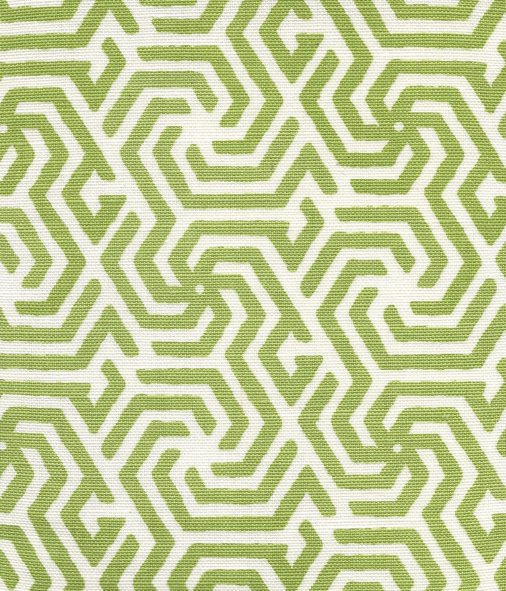 2525R-06 MAZE REVERSE ONE COLOR Spring Green on Tint Quadrille Fabric