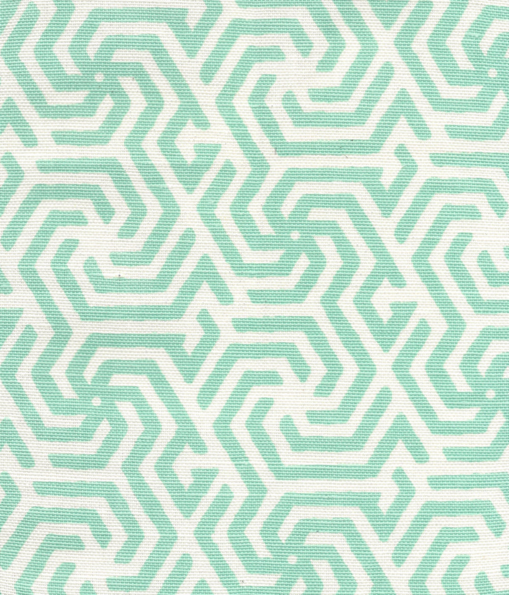 2525R-01 MAZE REVERSE ONE COLOR Turquoise on Tint Quadrille Fabric