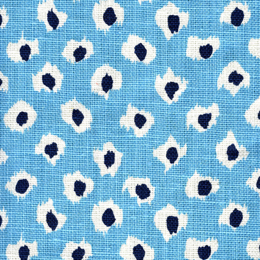 302276P Moroc Turquoise Navy on Oyster Quadrille Fabric