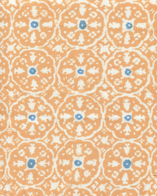 149-75 NITIK II Apricot Bali Blue on White Quadrille Fabric
