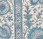 302890FC Palampore Stripe Multi Blues on Cream Quadrille Fabric