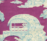 301962F PARADISE GARDEN Turquoise on Lilac Quadrille Fabric