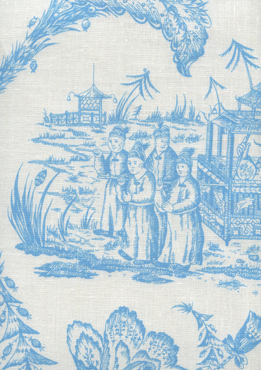 306251F-CUW ROYAL JOURNEY II New Blue on White Quadrille Fabric