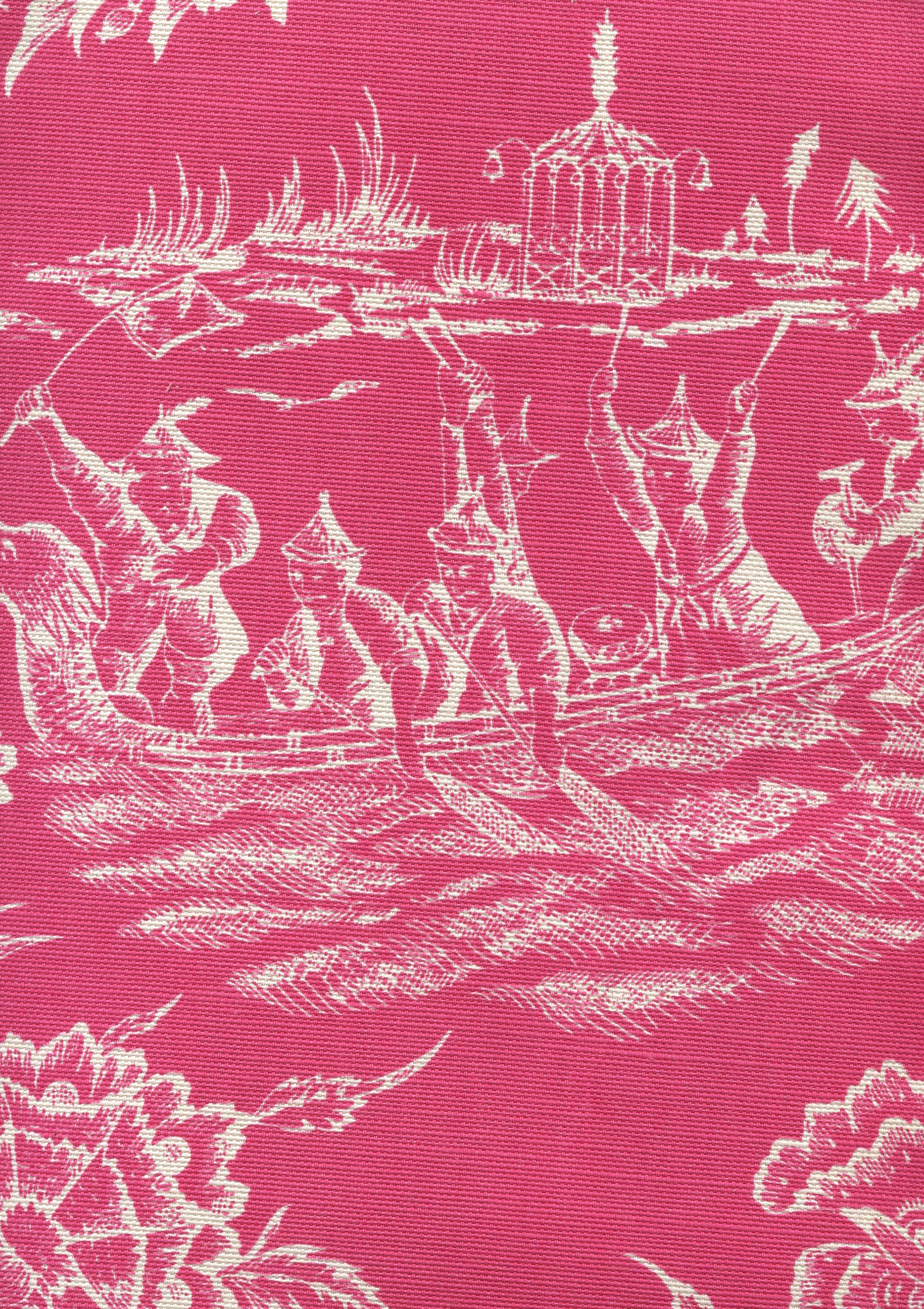 306353F ROYAL JOURNEY REVERSE II Magenta on Tint Quadrille Fabric