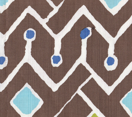 AC117-05W SAHARA MULTI COLOR Brown Blues Yellow Lime on White Quadrille Fabric