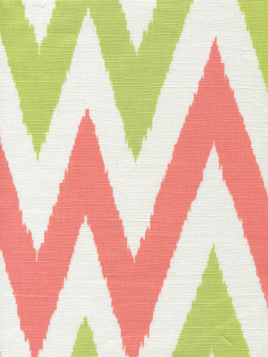 306021F TASHKENT II SMALL SCALE Coral Green Green on White Quadrille Fabric