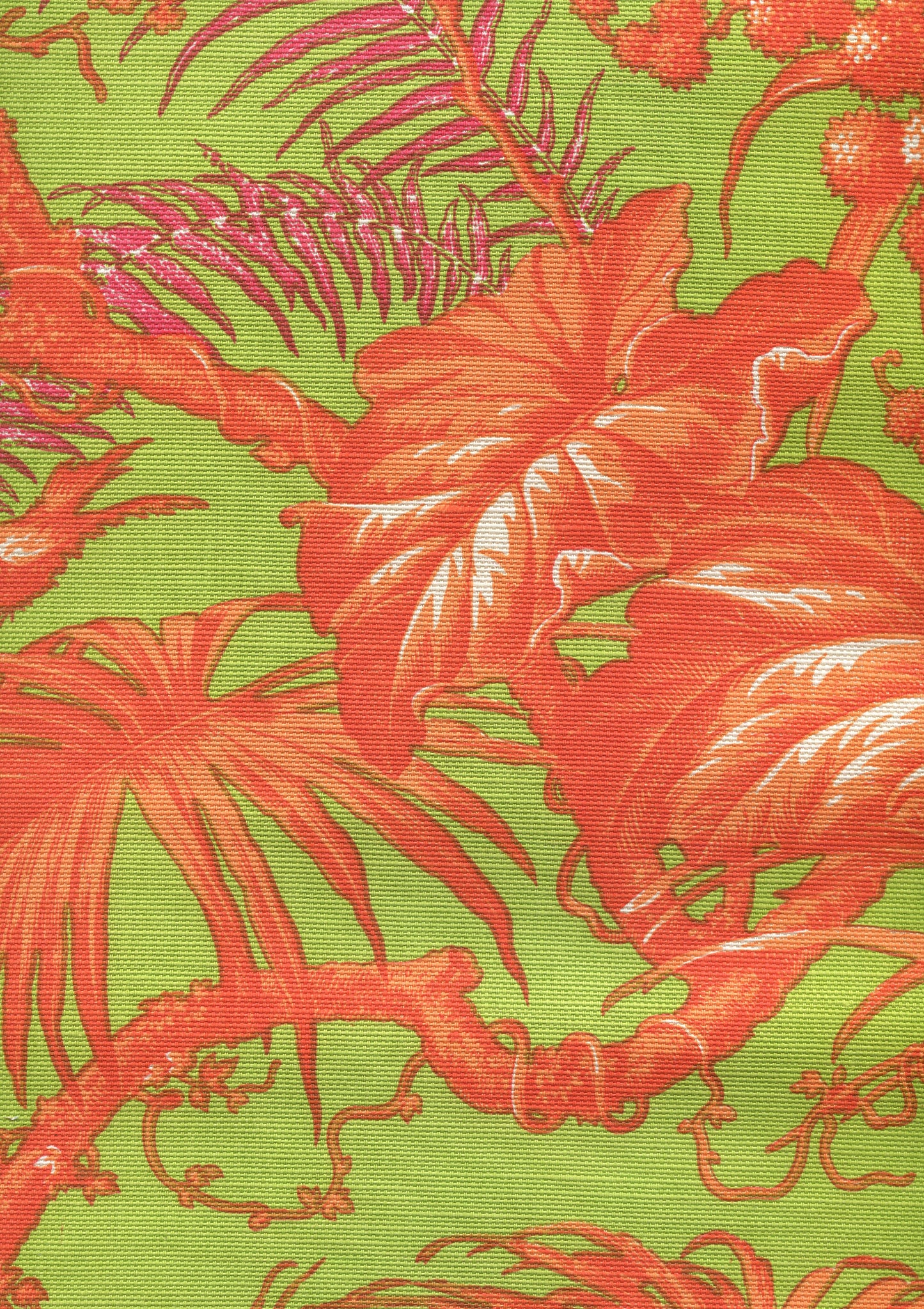 306277FLC Tropique Multi Blotch Multi Orange Pink Green on cotton/linen Quadrille Fabric