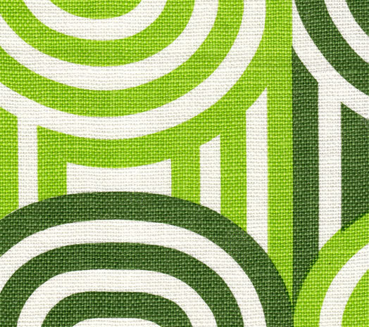 AC210-12 WAVELENGTH Grass Green Leaf on Oyster Quadrille Fabric